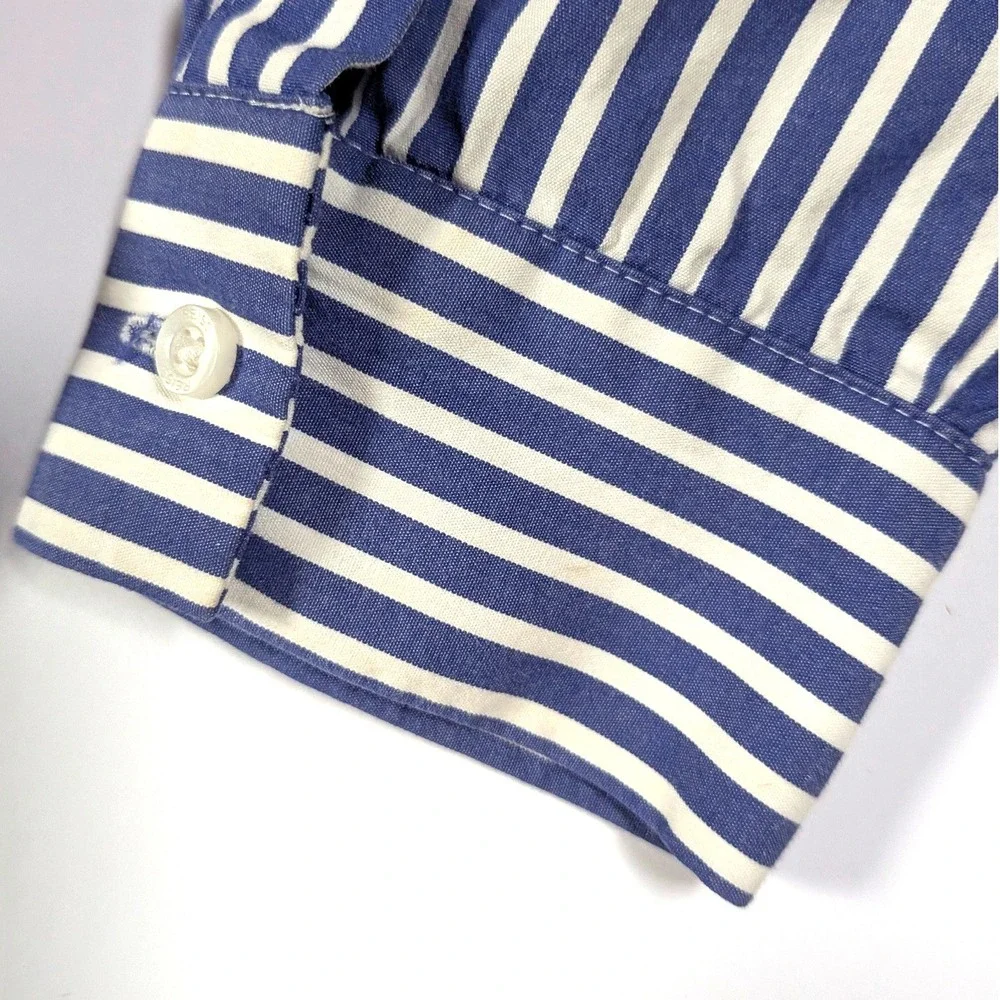 Reiss Danica Striped Cotton Shirt Blue Kids Button Down High Low Size 9-10Y